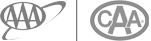Logos of AAA on the left and CAA on the right, both in circular designs with stylized text.