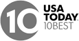 The image is a logo that features the text "USA TODAY 10BEST" alongside a graphic of the number "10" within a circle.
